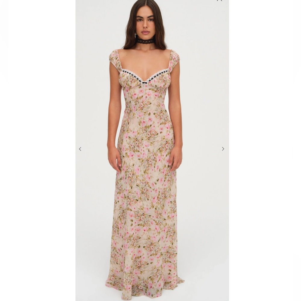 FOR LOVE & LEMONS Emmaline Floral Lace Trim Maxi Dress - Picture 7 of 17